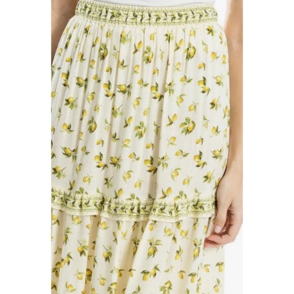 💕MAX STUDIO💕 Ruffle Tiered Midi Skirt ~ Natural Lemon Harvest XL NWT - Picture 5 of 14